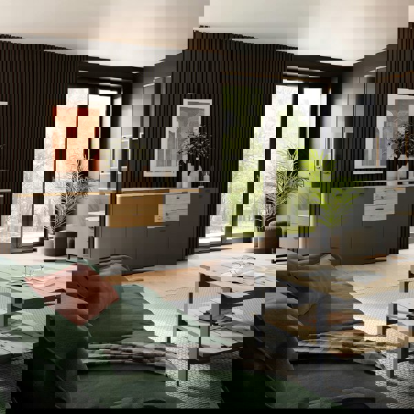 Furniture To Go Klara 4 Door 2 Drawer Chest in Grey and Oak