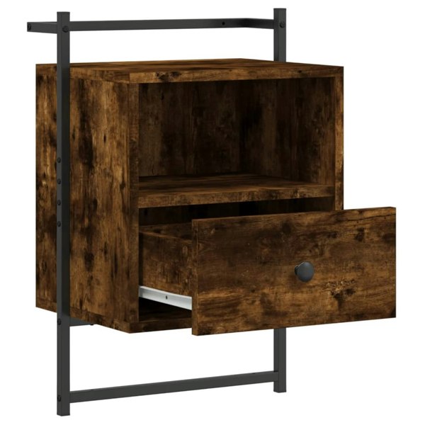 Berkfield Bedside Cabinets Wall-mounted 2 pcs Smoked Oak 40x30x61 cm Engineered Wood
