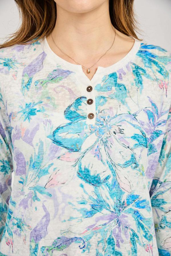 Mudflower Floral Print Lightweight Top