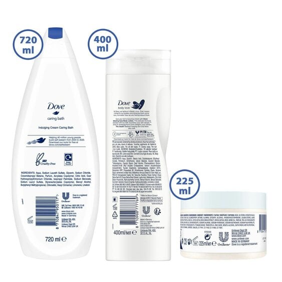 Dove Bath Bundle with Body Scrub, Bath Cream and Glowing Ritual Body Lotion