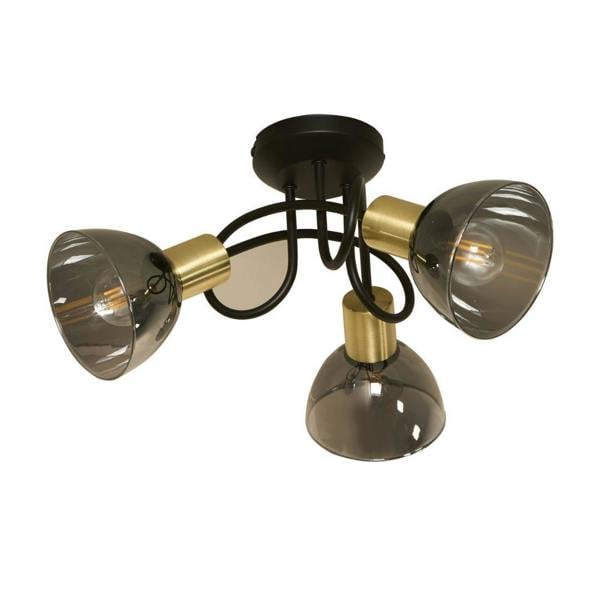 Pagazzi Lighting Elisa 3 Light Black & Gold Flush Ceiling Light