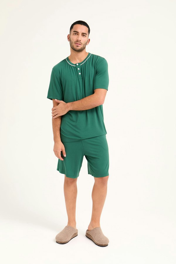 Mister You Bamboo Short Pyjama Set in Green - Pajamas