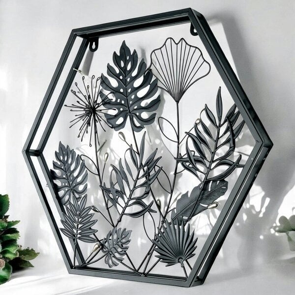 EDH Door Hardware Hexagonal Floral 3D Wall Décor