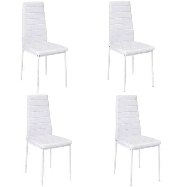 Set of 4 Leather Upholstered Dining Chairs with Metal Legs Dining Chairs Living and Home White