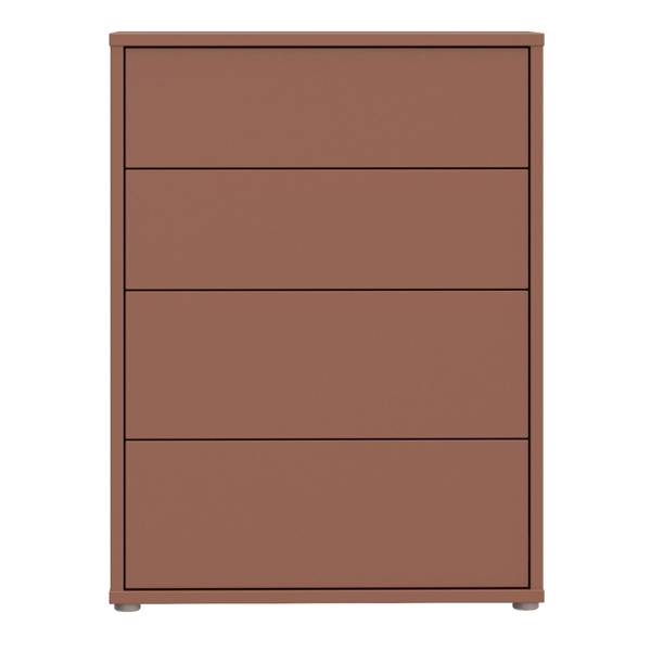 Alice Springs 4 Drawer Chest with Push-to-Open Drawers in Terracotta
