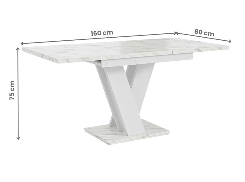 PHD Furniture MASIV Extendable Dining Table 120–160cm – White Bianco Marble Effect