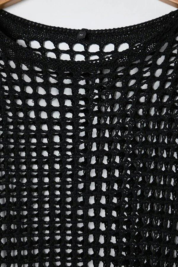 WOVCOR Boat Neck Mini Knit Beach Dress