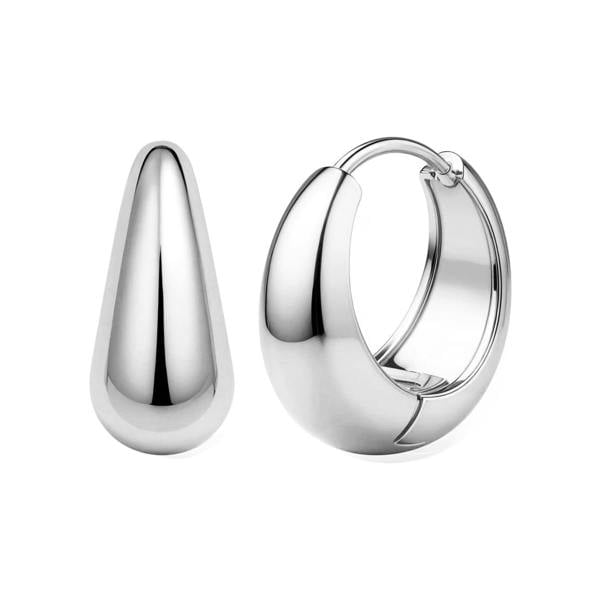 Say It With Tear Drop Hoop Earrings - Silver