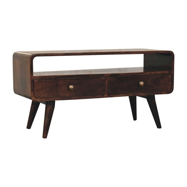 Artisan Furniture Solid Wood Curved California Walnut Media Unit