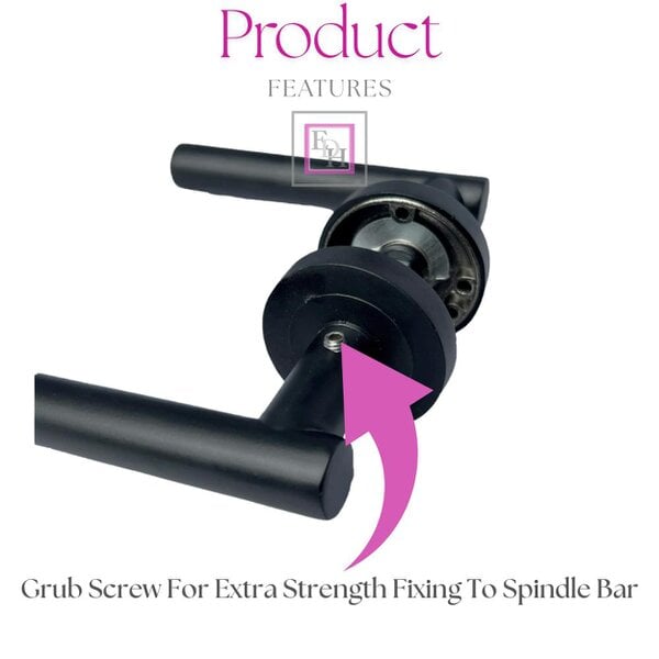 EDH Door Hardware Matt Black T Bar Door Handles on Round Rose – Straight Lever Handle 6 Pairs