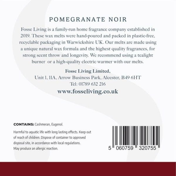 Pomegranate Noir Wax Melts - 16 Pack - Fosse Living | Luxury Home Fragrances