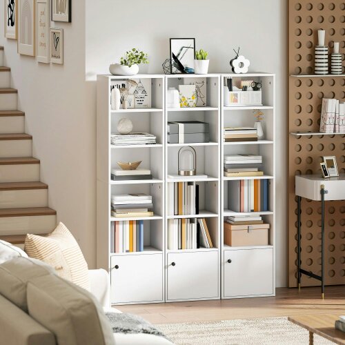 Wyld Haus Vari Wooden White Tall 6 Tier Bookcase 156cm