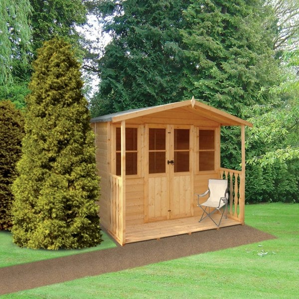 Shire Houghton(Vallance) 7x7 12mm interlock Clad wooden Summerhouse - Best Shed