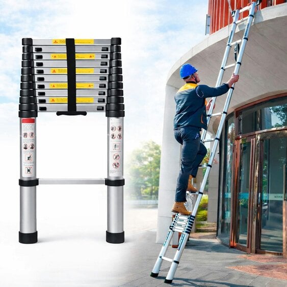 Neo 2.9M Extendable Steel Foldable Telescopic Ladder