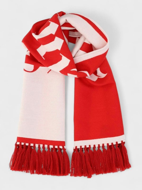 Palm Angels Logo Knitted Scarf  Red  White