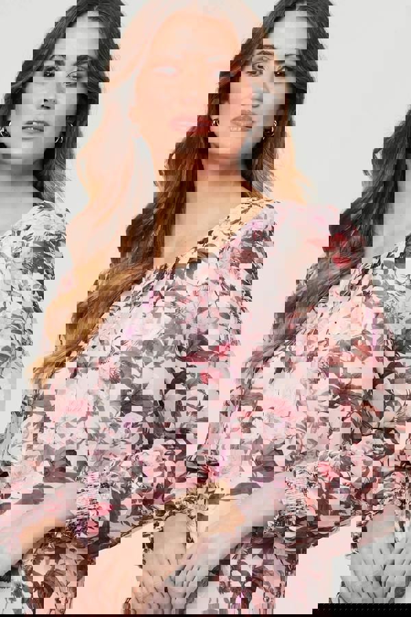 Pink | Floral Layer Long Sleeve Relaxed Blouse