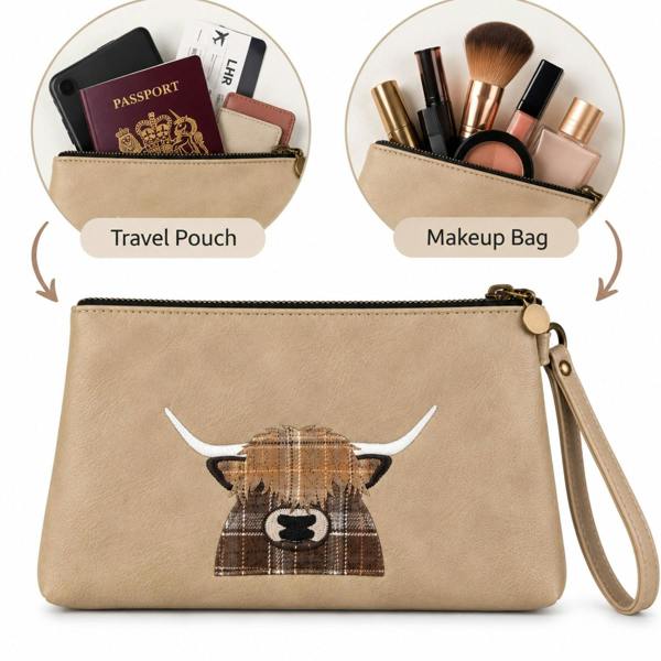 Fores Collection Highland Cow Makeup Bag & Travel Pouch