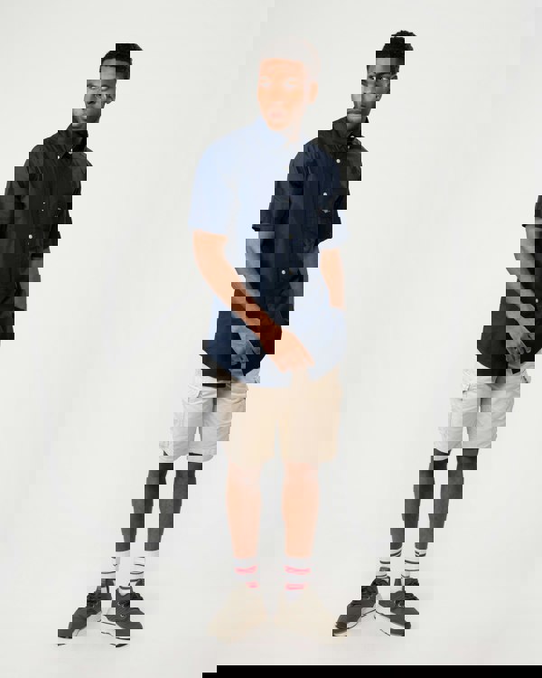 GANT Mens Regular Fit Short Sleeve Poplin Shirt - 410 Marine - CHO - Designer Mens Short Sleeve Shirts