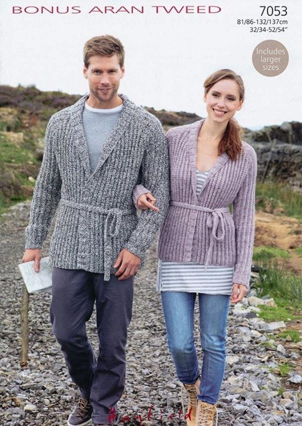 Hayfield Bonus Knitting Pattern 7053, Jackets for Men, Women, 32 - 54 Inches - Intermediate