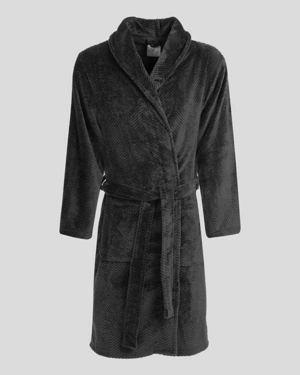 Steel & Jelly Kensal - Herringbone Texture Supersoft Fleece Dressing Gown