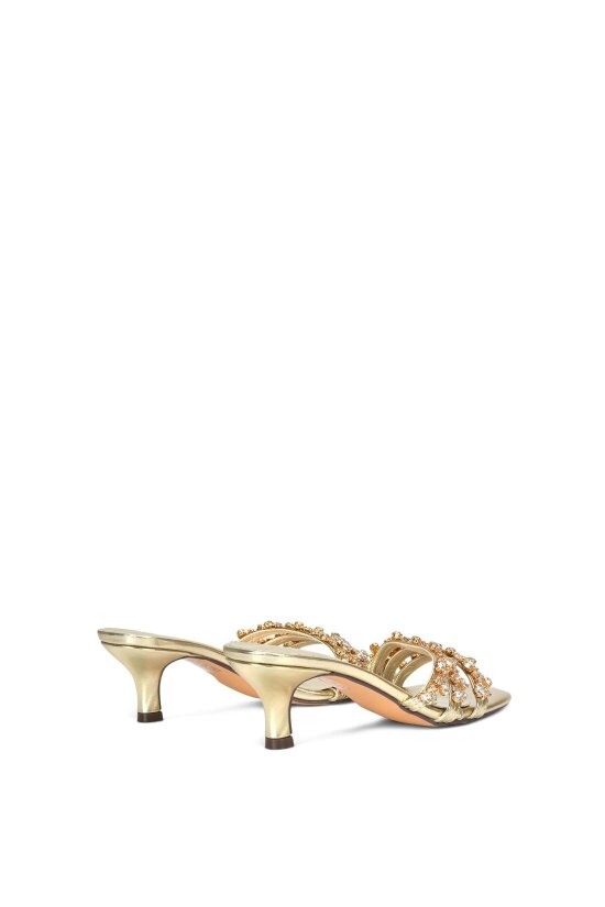 XY LONDON Mid Stiletto Heel Diamante Strappy Heeled Mules