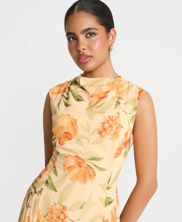 Needs No Label Yellow Floral Midaxi Dress