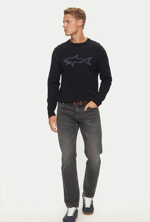 Paul & Shark Crew Neck Shark Logo Jumper