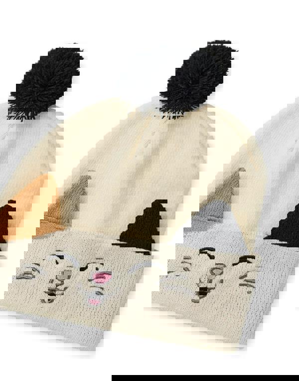 Squishmallows Girls Beige Cam The Cat Beanie and Gloves Set (One Size)