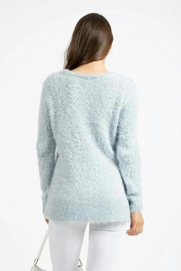 Hoxton Gal Blue Crew Neck Knit Sweater