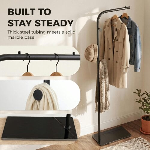 HOMCOM Modern Garment Rack with Marble Base, Black
