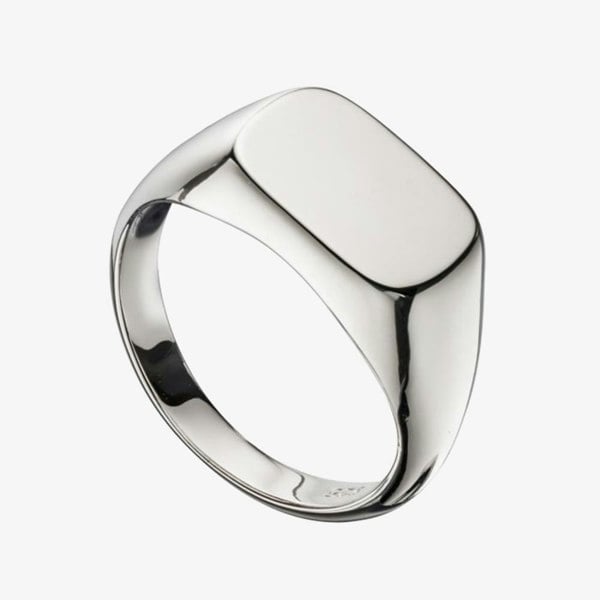 T. H. Baker Sterling Silver Mens Plain Signet Ring R3367