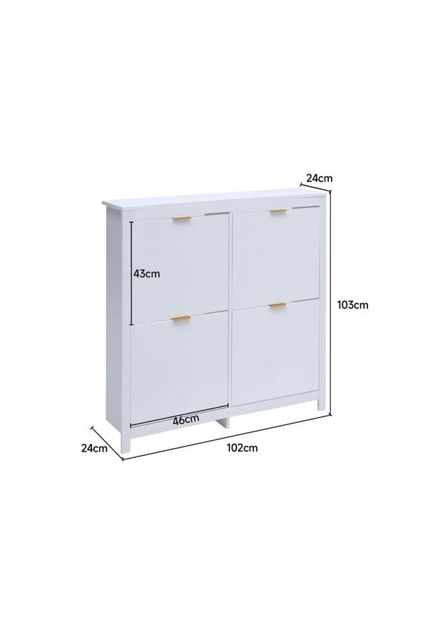 Living and Home Flip Down Wood Shoe Cabinet in White