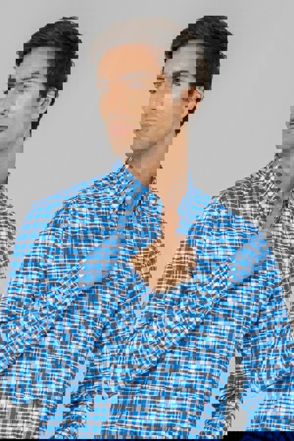 ENORSIA Men Button Down Collar Long Sleeve Shirt