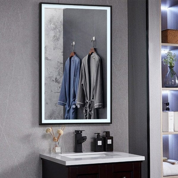 Rectangular 50x70cm Anti-fog Bathroom Vanity Mirror with Touch Lighting Bathroom Mirrors Living and Home