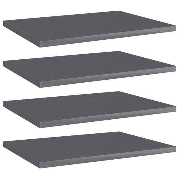Berkfield Bookshelf Boards 4 pcs High Gloss Grey 40x30x1.5 cm Engineered Wood