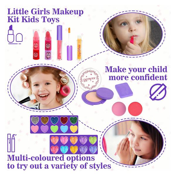 45-Piece Makeup Play Set with Washable Makeup Brushes
