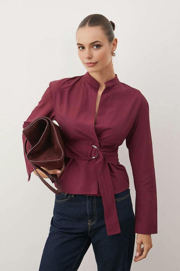 WOVCOR Belted & Snap-Front Adjustable Shirt