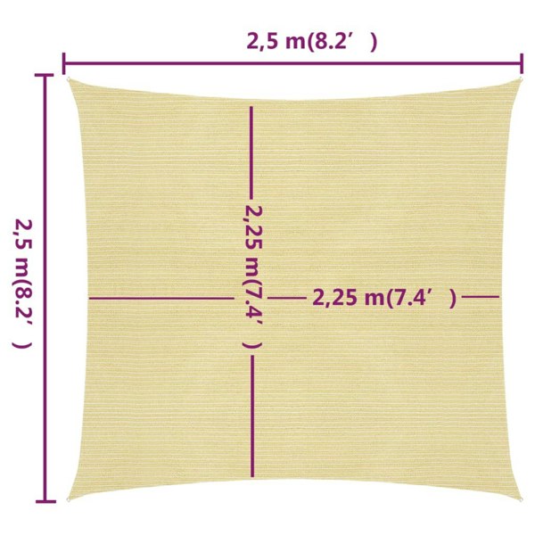 Berkfield Sunshade Sail 160 g/m�__ Beige 2.5x2.5 m HDPE