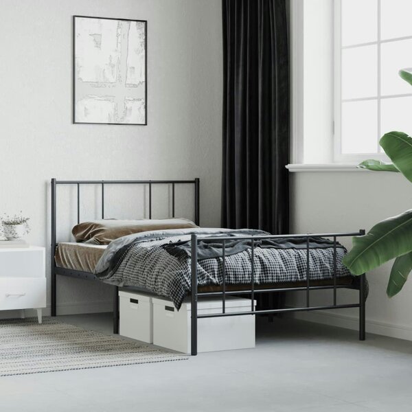 Berkfield Metal Bed Frame with Headboard and Footboard Black 100x200 cm