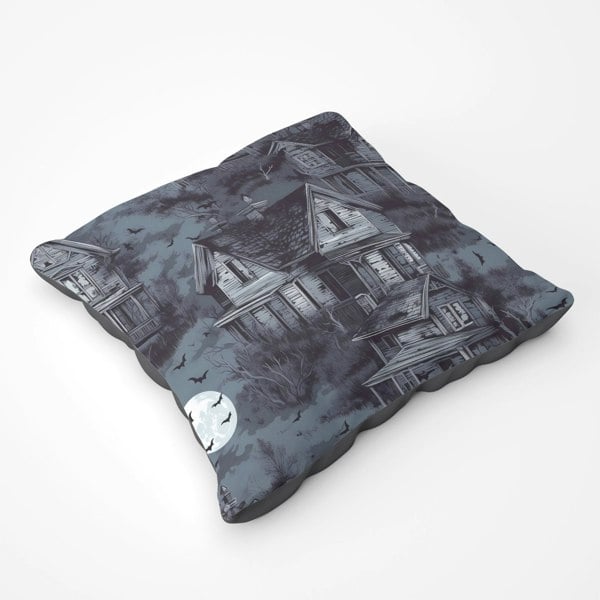 Warren Reed Spooky Shadowy Haunted House Floor Cushion