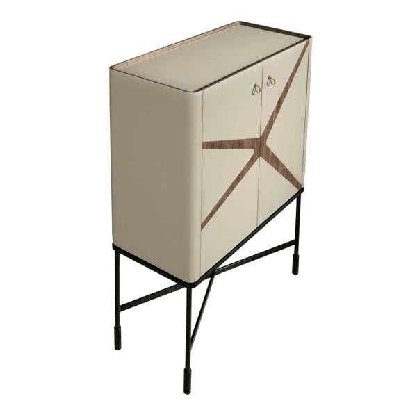 Angel Cerdá Tall Sideboard in Leatherette, Walnut and Black Steel 3280