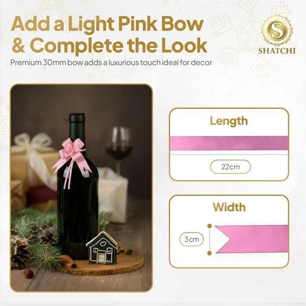 30mm Light Pink Pull Bows, 10 Pack to 60 Pack Ribbon Gift Bows for Wrapping and Decor image 9