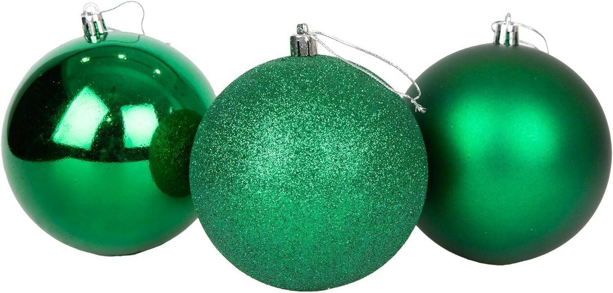Shatchi 10cm Shatterproof Dark Green Christmas Baubles Set - Pack Sizes for Tree and Home Displays