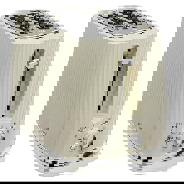 Cello Breakfast Bundle - Textured Kettle + 2 Slice Toaster - Cream