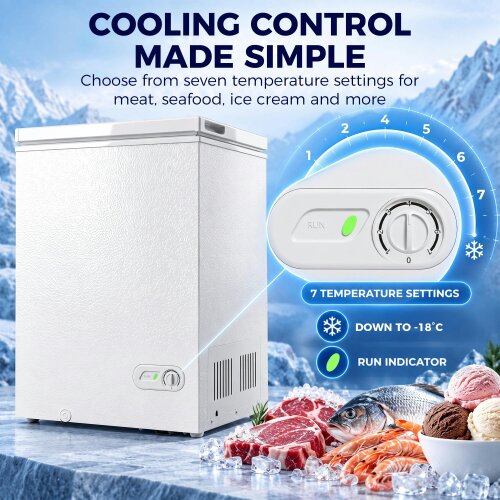 HOMCOM 91L Freestanding Chest Freezer with Removable Storage Basket, White