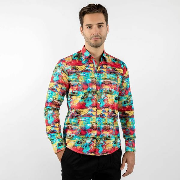 OIL PAINT BRUSH STROKES PRINT SHIRT – Premium Men's Patterned Shirt by Claudio Lugli | Bold Design, Tailored Fit, Best Printed Shirts