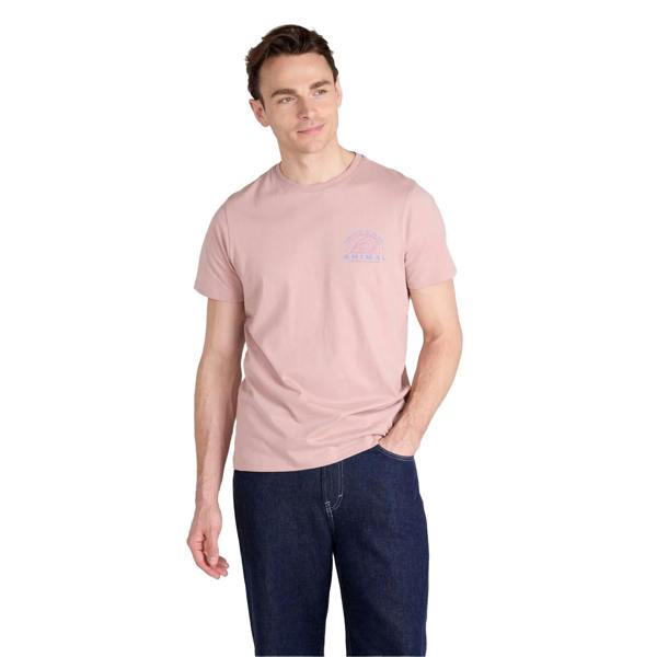 Animal Mens Jacob Back Print T-Shirt - Pink - 