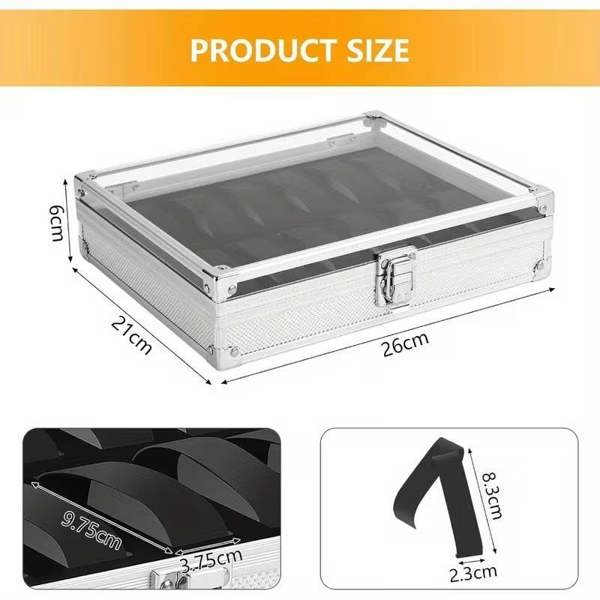 Dyzi 12-Slot Watch Storage Box with Cushions Faux Leather White