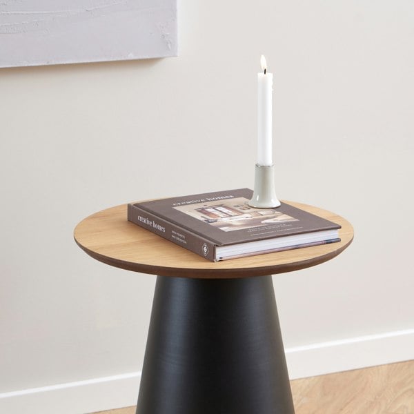 Furniture To Go Soli Round Coffee Table in Oak/Black 45x48cm
