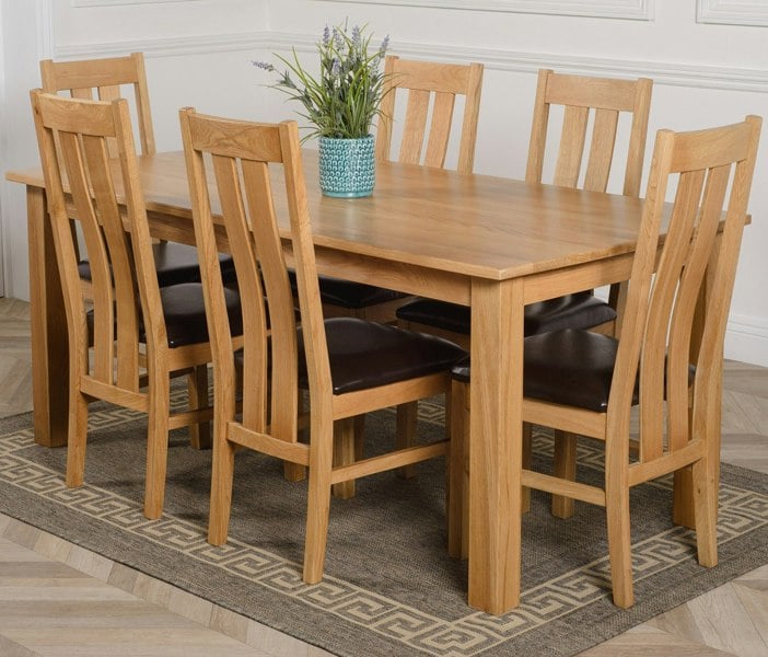 That's Furniture Oslo 180 x 90cm Large Oak Dining Set with Princeton Oak Chairs